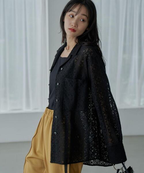 coen（コーエン）の「レース開襟シャツ（シャツ/ブラウス・レディース・ホワイト/ブラック/ベージュ・M/L）」の15枚目の写真