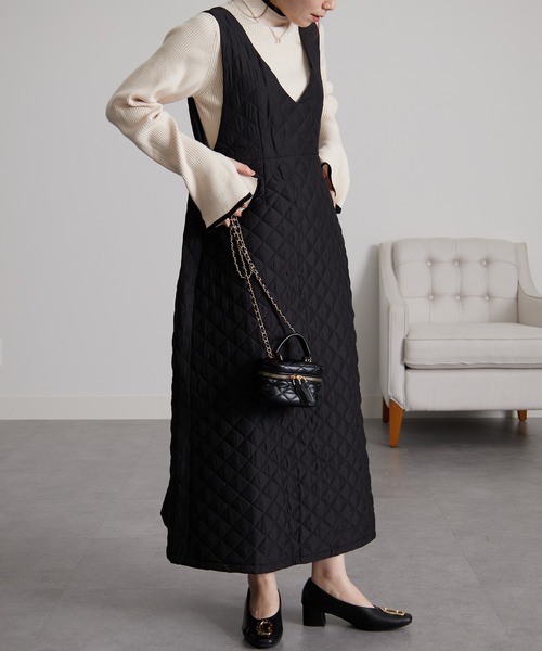 セール】キルティングフレアジャンパースカート（ワンピース）｜RANAN