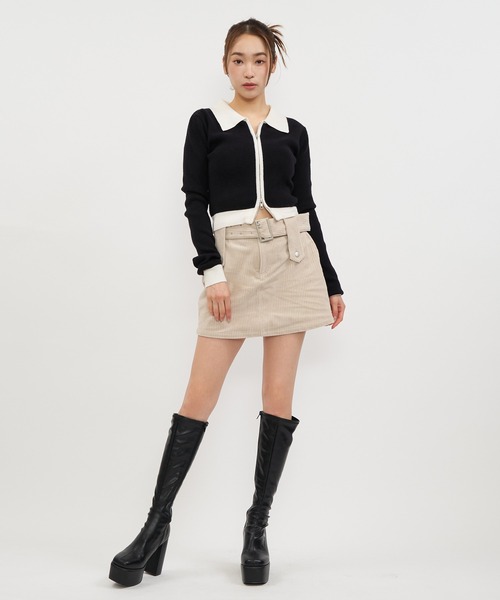 SPIRALGIRL(スパイラルガール)の「バイカラーダブルZIPニットトップス(ニット/セーター・レディース・ブラック/ピンク/グリーン・FREE)」の16枚目の写真