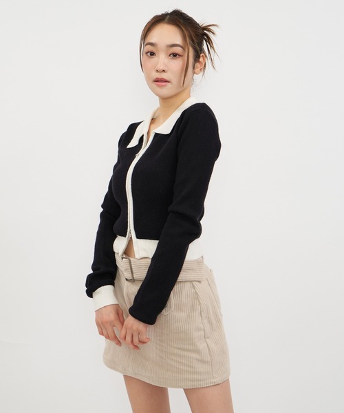 SPIRALGIRL(スパイラルガール)の「バイカラーダブルZIPニットトップス(ニット/セーター・レディース・ブラック/ピンク/グリーン・FREE)」の22枚目の写真