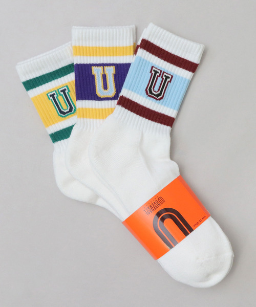 UNIVERSAL OVERALL（ユニバーサルオーバーオール）の「＜3足セット＞ 3P 底パイル カレッジロゴ クルーソックス（ソックス/靴下・メンズ・その他1/その他・FREE）」の3枚目の写真