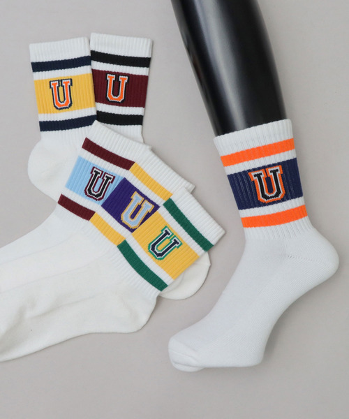 UNIVERSAL OVERALL（ユニバーサルオーバーオール）の「＜3足セット＞ 3P 底パイル カレッジロゴ クルーソックス（ソックス/靴下・メンズ・その他1/その他・FREE）」の6枚目の写真