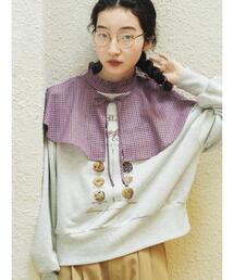 ehka sopo | チェックケープブラウス(シャツ/ブラウス)