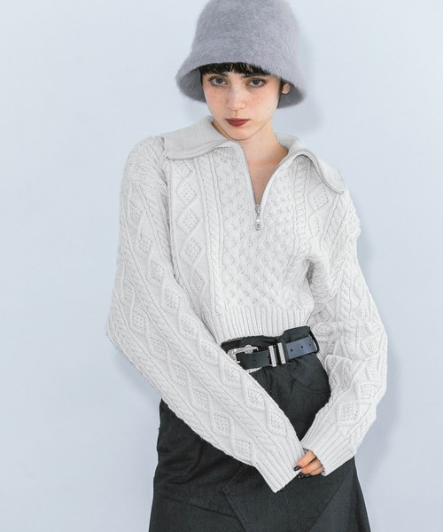 ︎ ‪‪❤︎‬ページ PAGEBOY（ページボーイ）の「ハーフZIPケーブルショート（ニット