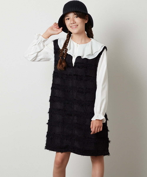 a.v.v（アーヴェヴェ）の「[KIDS]リブニットバケットハット（ハット・キッズ・アイボリー/ブラック・ONESIZE）」の14枚目の写真