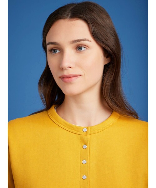 agnes b.（アニエスベー）の「コットン メルトン カーディガンプレッション [Made in France]（カーディガン/ボレロ・レディース・イエロー系その他・1/3/2）」の3枚目の写真