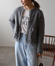 アゼフリンジニットカーディガン