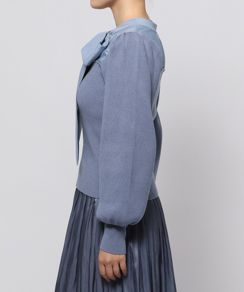 mysty woman（ミスティウーマン）の「ボウタイキリカエ2wayニット　986379（ニット/セーター・レディース・グレイッシュブルー/アイボリー/ブラック・FREE）」の12枚目の写真