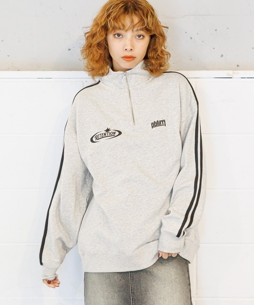 PBLIM（ページボーイリム）の「PBLIM/サイドラインZIPスウェット（スウェット・レディース・ネイビー/杢グレー・MEDIUM/LARGE）」の2枚目の写真