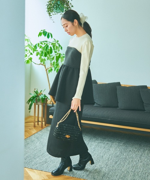 mysty woman(ミスティウーマン)の「カットジャガードペプラムプルオーバー 985724(Tシャツ/カットソー・レディース・アイボリー/ブラック/グレー系その他・FREE)」の9枚目の写真