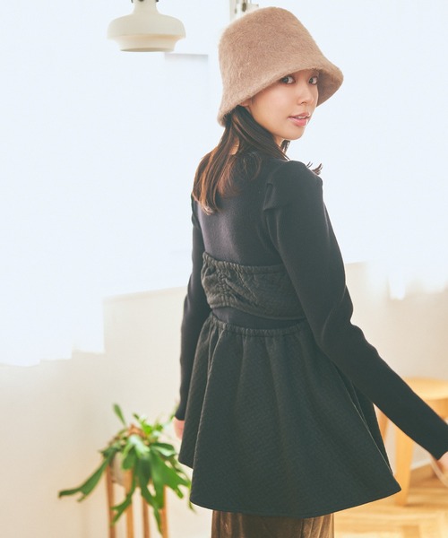 mysty woman(ミスティウーマン)の「カットジャガードペプラムプルオーバー 985724(Tシャツ/カットソー・レディース・アイボリー/ブラック/グレー系その他・FREE)」の14枚目の写真