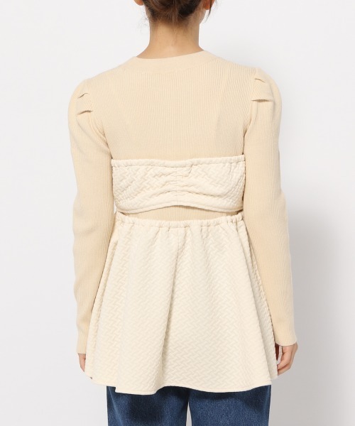 mysty woman(ミスティウーマン)の「カットジャガードペプラムプルオーバー 985724(Tシャツ/カットソー・レディース・アイボリー/ブラック/グレー系その他・FREE)」の17枚目の写真