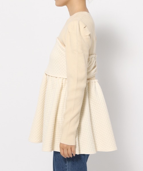 mysty woman(ミスティウーマン)の「カットジャガードペプラムプルオーバー 985724(Tシャツ/カットソー・レディース・アイボリー/ブラック/グレー系その他・FREE)」の16枚目の写真