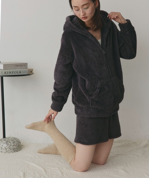 セール】ボア パーカー＆ショートパンツ ルームウェア セットアップ