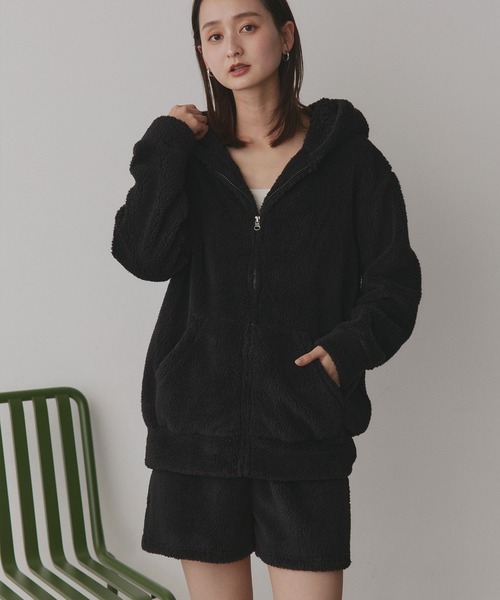 ad thie（アドティエ）の「ボア パーカー＆ショートパンツ ルームウェア セットアップ（ルームウェア/パジャマ・レディース・ブルー/ミント/オフホワイト/ピンク/ブラック/チャコール/ナチュラル/ネイビー・FREE）」の22枚目の写真