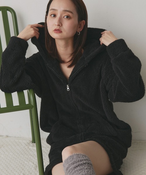 セール】ボア パーカー＆ショートパンツ ルームウェア セットアップ