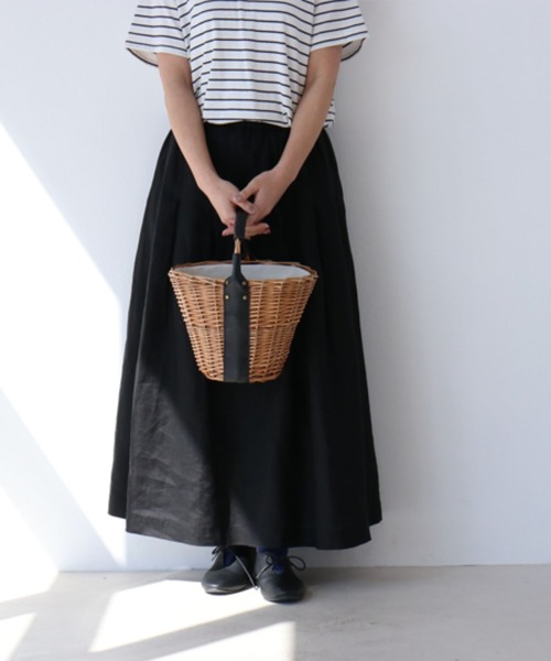 sanpo kuschel(サンポクシェル)の「リネン素材のスカート(スカート・レディース・ベージュ/ブラック・FREE)」の6枚目の写真