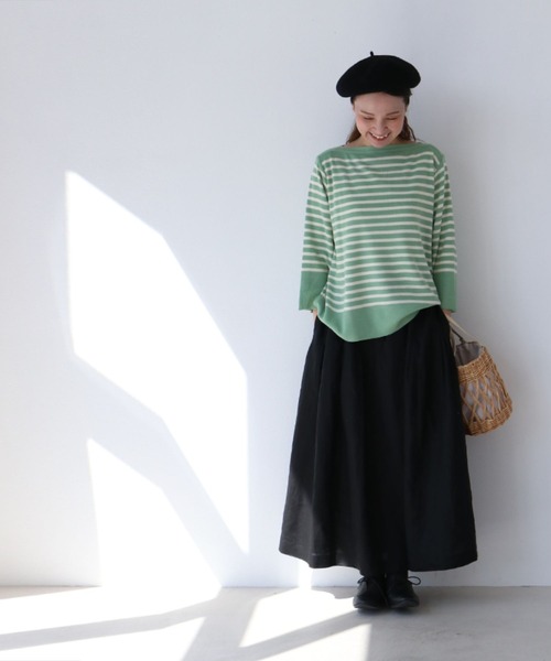 sanpo kuschel(サンポクシェル)の「リネン素材のスカート(スカート・レディース・ベージュ/ブラック・FREE)」の7枚目の写真