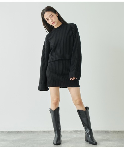 ANAP（アナップ）の「プチハイニットセットアップ【親子お揃い】（ワンピース・レディース・アイボリー/サックスブルー/ブラック・FREE）」の14枚目の写真