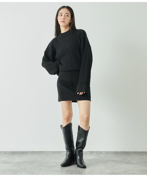 ANAP（アナップ）の「プチハイニットセットアップ【親子お揃い】（ワンピース・レディース・アイボリー/サックスブルー/ブラック・FREE）」の15枚目の写真