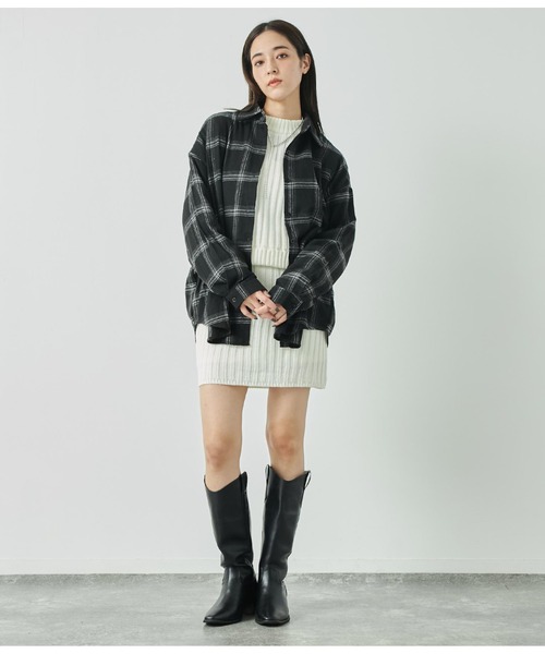 ANAP（アナップ）の「プチハイニットセットアップ【親子お揃い】（ワンピース・レディース・アイボリー/サックスブルー/ブラック・FREE）」の9枚目の写真