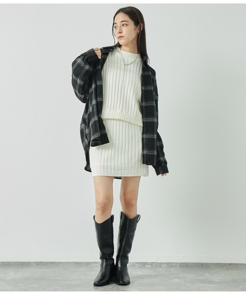 ANAP（アナップ）の「プチハイニットセットアップ【親子お揃い】（ワンピース・レディース・アイボリー/サックスブルー/ブラック・FREE）」の10枚目の写真