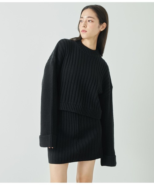 ANAP（アナップ）の「プチハイニットセットアップ【親子お揃い】（ワンピース・レディース・アイボリー/サックスブルー/ブラック・FREE）」の11枚目の写真