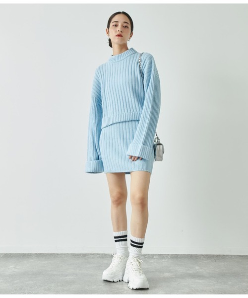 ANAP（アナップ）の「プチハイニットセットアップ【親子お揃い】（ワンピース・レディース・アイボリー/サックスブルー/ブラック・FREE）」の20枚目の写真