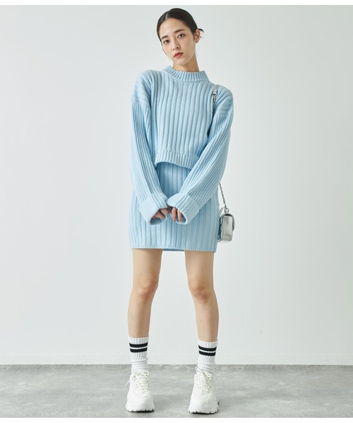 ANAP（アナップ）の「プチハイニットセットアップ【親子お揃い】（ワンピース・レディース・アイボリー/サックスブルー/ブラック・FREE）」の21枚目の写真