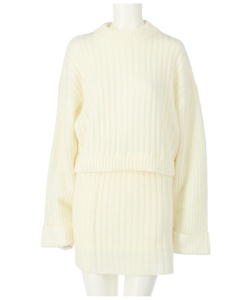 ANAP（アナップ）の「プチハイニットセットアップ【親子お揃い】（ワンピース・レディース・アイボリー/サックスブルー/ブラック・FREE）」の22枚目の写真