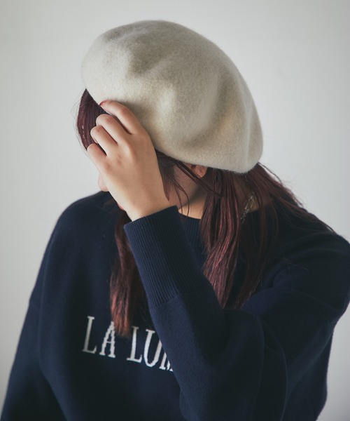 un dix cors（アンディコール）の「バスクベレー（ハンチング/ベレー帽・レディース・ブラック/アイボリー・FREE）」の2枚目の写真