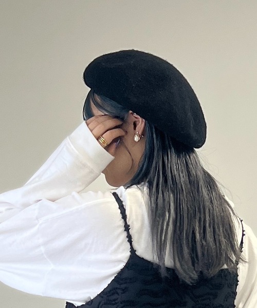 un dix cors（アンディコール）の「バスクベレー（ハンチング/ベレー帽・レディース・ブラック/アイボリー・FREE）」の10枚目の写真