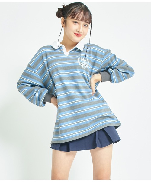 ANAP GiRL（アナップガール）の「R+S衿付ニュートロボーダー衿付裏毛