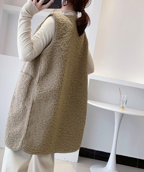 ロングボアベスト フェンネル FENNEL ロングボアベスト （ダークブラウン