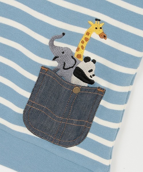 kladskap（クレードスコープ）の「ポケットからアニマルボーダートレーナー（スウェット・キッズ・ライトブルー/オフホワイト・80ｃｍ/100cm/90cm/110cm/120cm）」の13枚目の写真