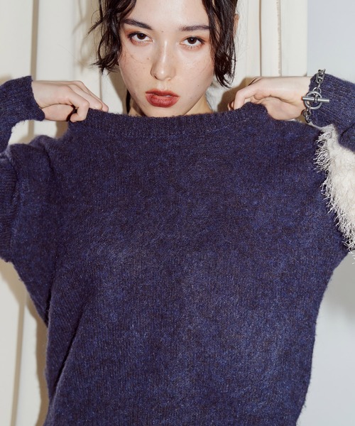 LIENCOEUR（リアンクール）の「モヘアクルーネックトップス（ニット/セーター・レディース・グリーン/オリーブ/ブルー/グレイッシュベージュ/ネイビー/ベージュ・FREE）」の17枚目の写真