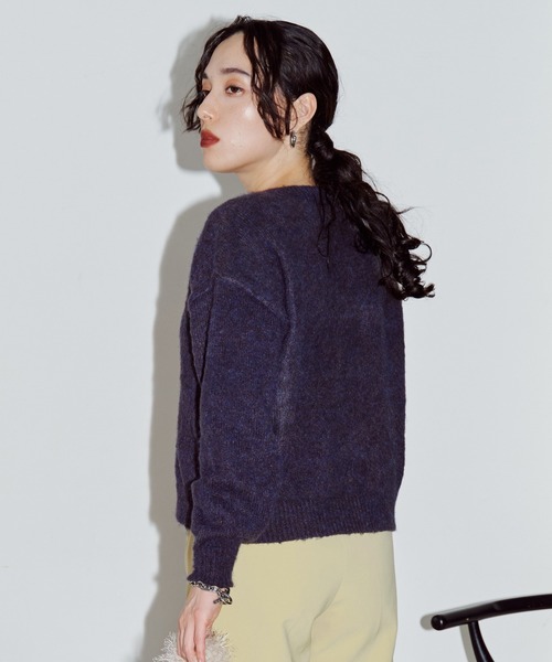 LIENCOEUR（リアンクール）の「モヘアクルーネックトップス（ニット/セーター・レディース・グリーン/オリーブ/ブルー/グレイッシュベージュ/ネイビー/ベージュ・FREE）」の13枚目の写真