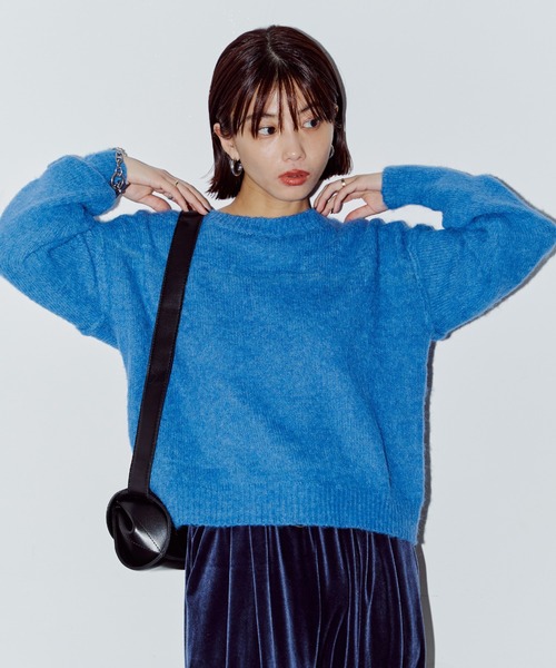 LIENCOEUR（リアンクール）の「モヘアクルーネックトップス（ニット/セーター・レディース・グリーン/オリーブ/ブルー/グレイッシュベージュ/ネイビー/ベージュ・FREE）」の20枚目の写真