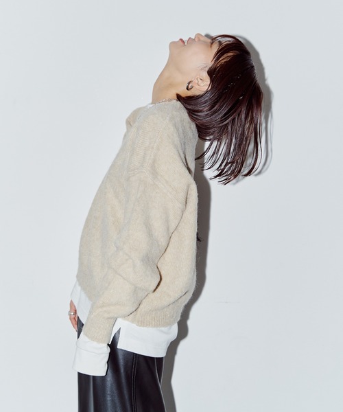 LIENCOEUR（リアンクール）の「モヘアクルーネックトップス（ニット/セーター・レディース・グリーン/オリーブ/ブルー/グレイッシュベージュ/ネイビー/ベージュ・FREE）」の8枚目の写真