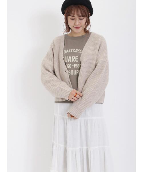 Samansa Mos2（サマンサ モスモス）の「【マシンウォッシャブル】Vネックショートカーディガン（カーディガン/ボレロ・レディース・イエロー/オレンジ/ブラック/モカ/キナリ/ブルー・F）」の2枚目の写真