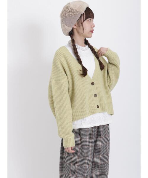 Samansa Mos2（サマンサ モスモス）の「【マシンウォッシャブル】Vネックショートカーディガン（カーディガン/ボレロ・レディース・イエロー/オレンジ/ブラック/モカ/キナリ/ブルー・F）」の7枚目の写真