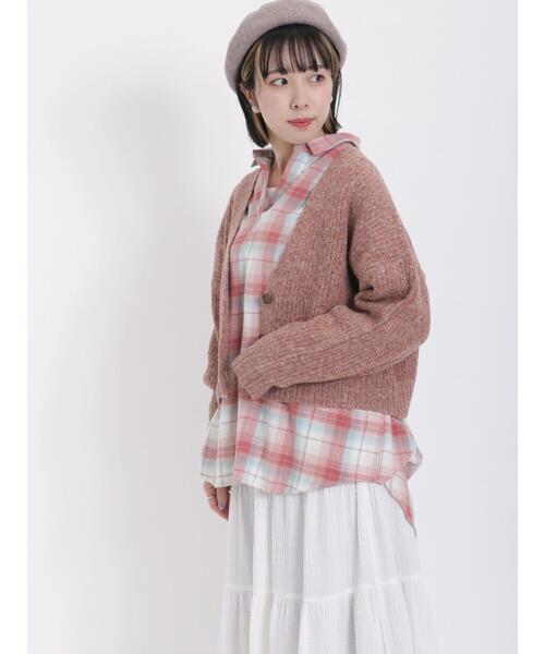 Samansa Mos2（サマンサ モスモス）の「【マシンウォッシャブル】Vネックショートカーディガン（カーディガン/ボレロ・レディース・イエロー/オレンジ/ブラック/モカ/キナリ/ブルー・F）」の12枚目の写真