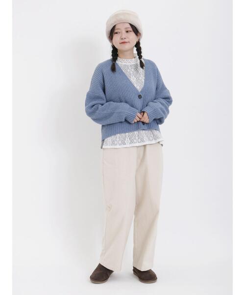 Samansa Mos2（サマンサ モスモス）の「【マシンウォッシャブル】Vネックショートカーディガン（カーディガン/ボレロ・レディース・イエロー/オレンジ/ブラック/モカ/キナリ/ブルー・F）」の21枚目の写真