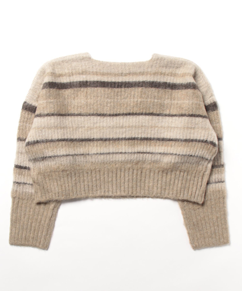 anap mimpi（アナップミンピ）の「Vネック ボーダー 起毛 ニット（ニット/セーター・レディース・ダークグレー/ベージュ・FREE）」の20枚目の写真