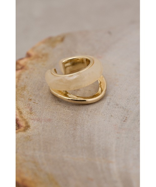 AZUL by moussy(アズールバイマウジー)の「コンビネーションリングイヤーカフセット(ピアス(両耳用)・レディース・アイボリー/ライトグリーン・FREE)」の7枚目の写真