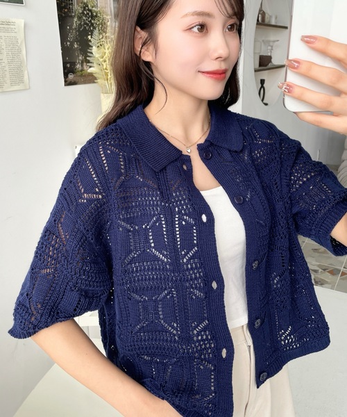 タグ付きMORABITO BLANCカシミヤ100% カーディガンネイビー 刺繍 公式