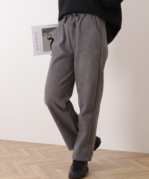 DAYRA(デイラ)の「裏起毛コーデュロイストレートイージーパンツ(その他パンツ・レディース・ダークグレー/ベージュ/ブラック・M/XL)」の2枚目の写真