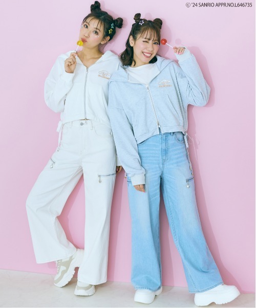 marun(マルン)の「<大きいサイズ> シナモロールクロップド丈パーカー marun(パーカー・レディース・ホワイト/グレー・L/LL/3L/4L/5L)」の10枚目の写真