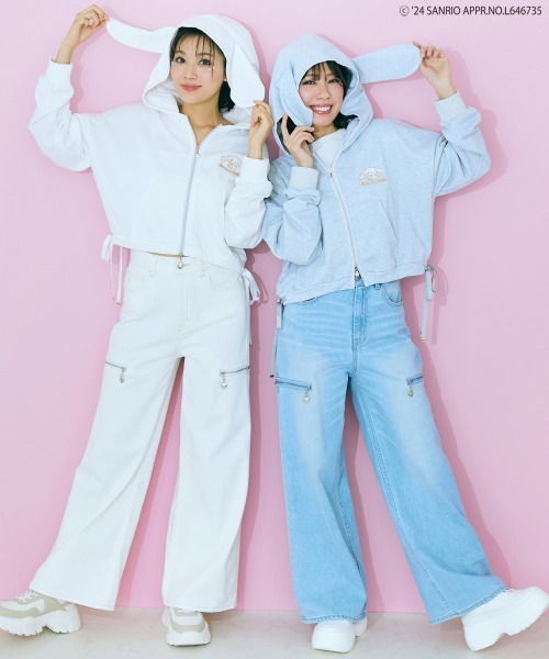 marun(マルン)の「<大きいサイズ> シナモロールクロップド丈パーカー marun(パーカー・レディース・ホワイト/グレー・L/LL/3L/4L/5L)」の12枚目の写真