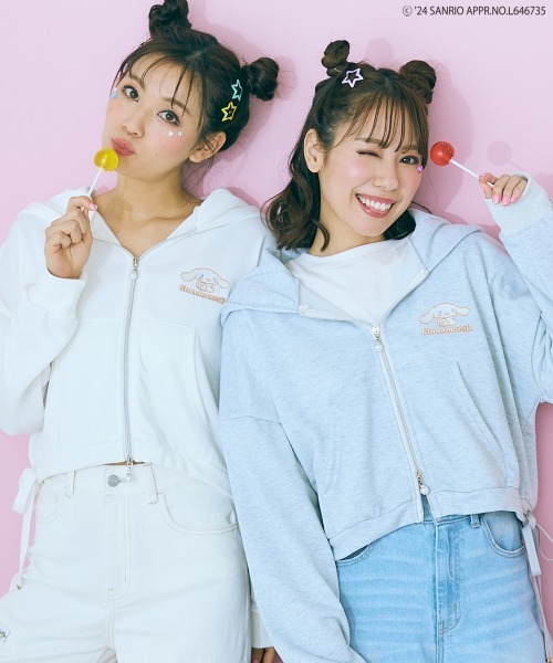 marun(マルン)の「<大きいサイズ> シナモロールクロップド丈パーカー marun(パーカー・レディース・ホワイト/グレー・L/LL/3L/4L/5L)」の13枚目の写真